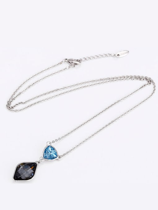 XP Copper Alloy White Gold Plated Fashion Water Drop Artificial Crystal Necklace 2