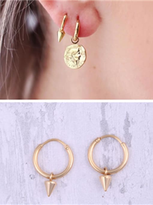 GROSE Titanium With Gold Plated Personality Geometric Stud Earrings 1