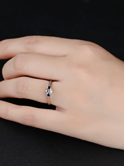 Open Sky Fashion Rhinestone Titanium Smooth Ring 1