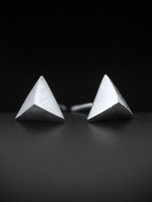 Rosh 925 Sterling Silver With Platinum Plated Punk Triangle Stud Earrings 0
