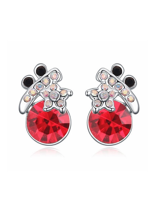 red Personaliezd Cubic austrian Crystals Alloy Stud Earrings