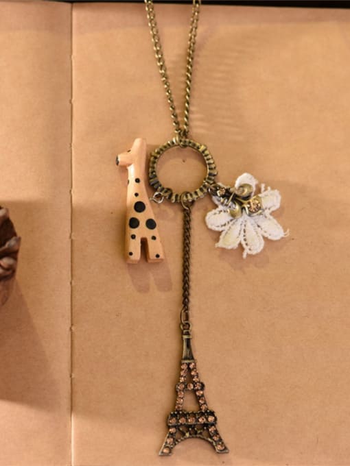 Dandelion Wooden Giraffe Tower Shaped Necklac