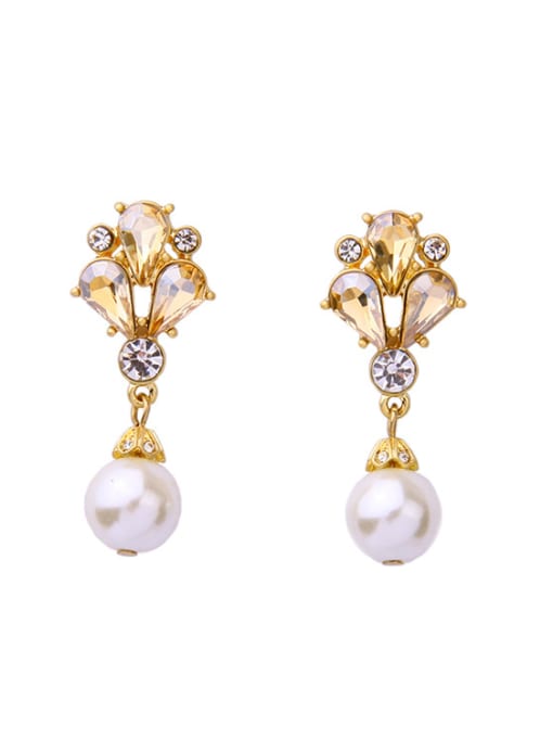 KM Alloy Gold Plated Exquisite Dazzling Drop Cluster earring 0