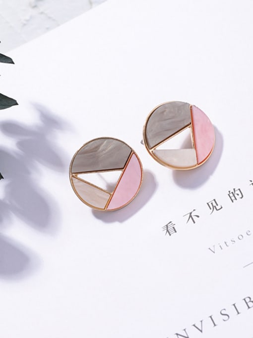 A Round (Ash Powder) Alloy With Acrylic Texture Coloured Stud Earrings