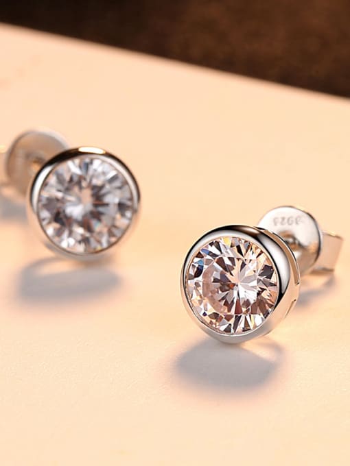 CCUI Sterling silver with 3A zircon minimalist round earring 2