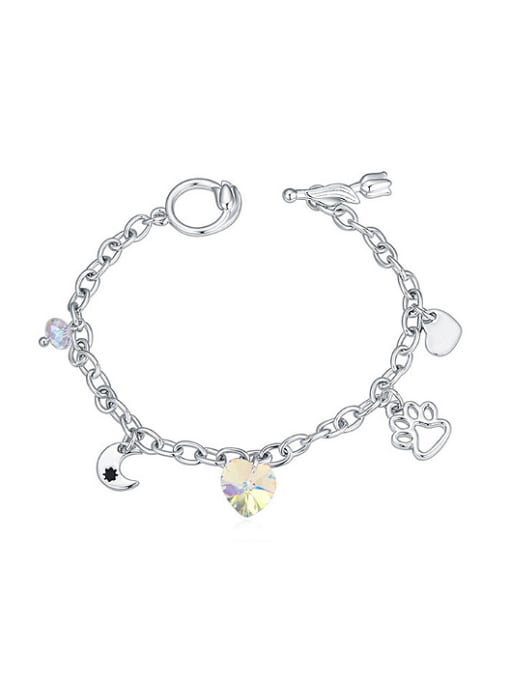 QIANZI Personalized Footprint Heart Moon austrian Crystal Alloy Bracelet