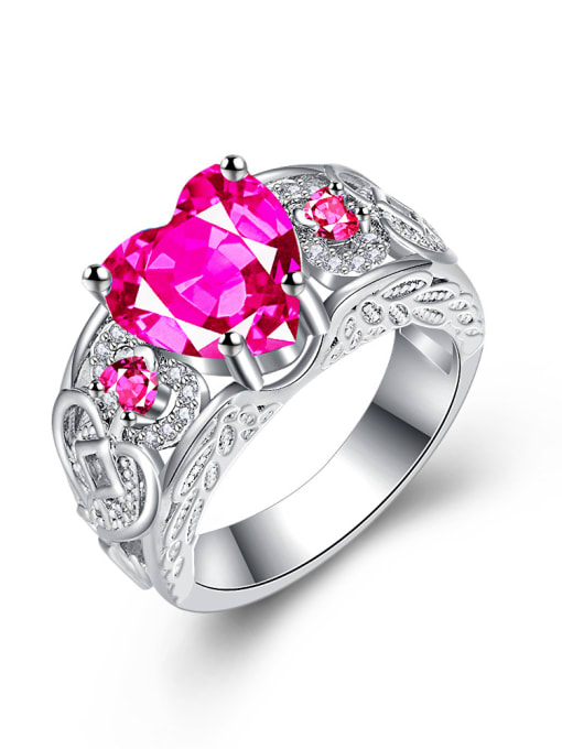 Pink Color Shining Heart-shape Zircons Fashion Ring