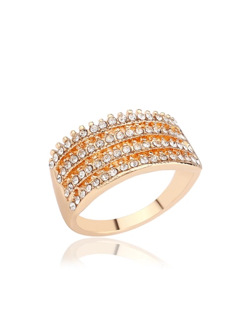 Gold Fashion White Crystals Alloy Ring