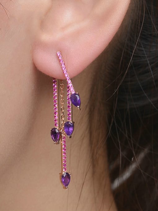 ZK Luxury Natural Amethyst Fashion Drop Earrings 1