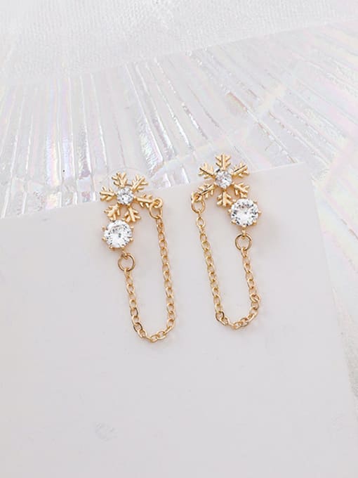 Girlhood Alloy With Gold Plated Simplistic Snowflake Drop Earrings 0