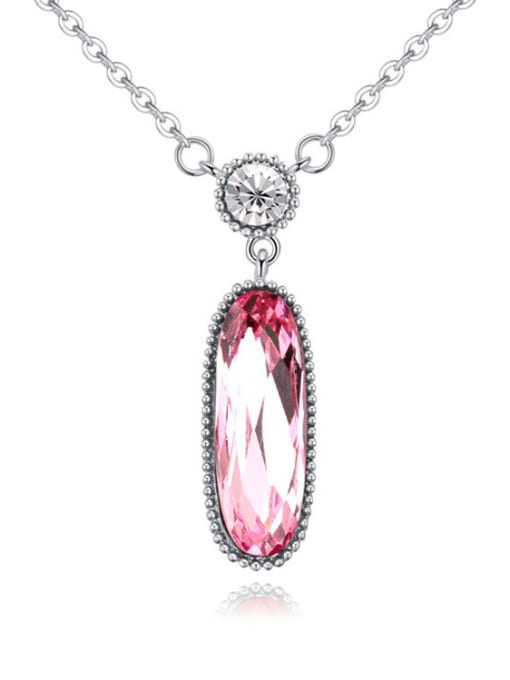 pink Simple Oval austrian Crystal Pendant Alloy Necklace