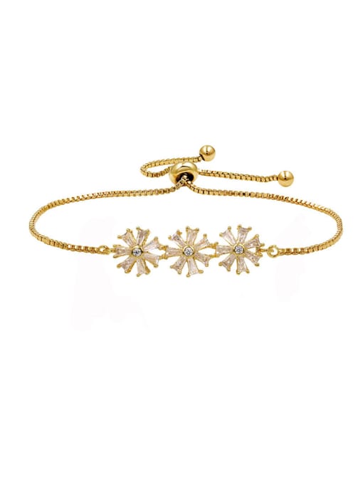 Genuine gold Copper With Cubic Zirconia Personality snowflake adjustable Bracelets