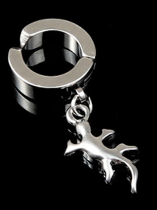 Section 6 Steel Gecko Stainless Steel With Gun Plated Punk Cross animal Clip On Earrings