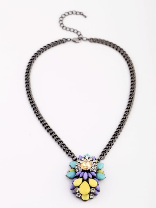 KM Retro Fashion Colorful Stones Alloy Necklace 2
