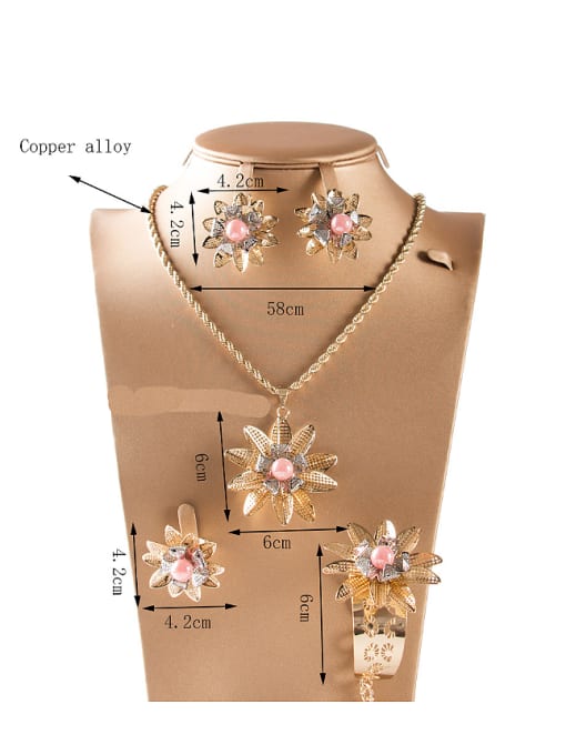 Lan Fu Flower Artificial Stones Four Pieces Jewelry Set 2