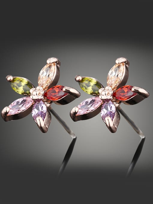 Wei Jia Fashion Marquise Zirconias Flower Alloy Stud Earrings 1