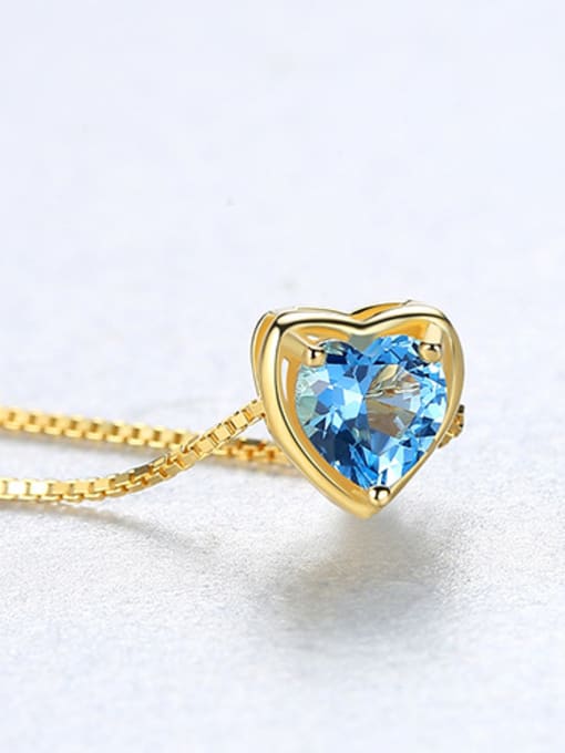 Blue LB-20D06 Sterling silver minimalist heart-shaped semi-precious stones necklace