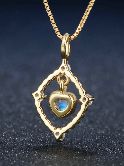 ZK Western Style Natural Moonstone 14k Gold Plated Pendant 3