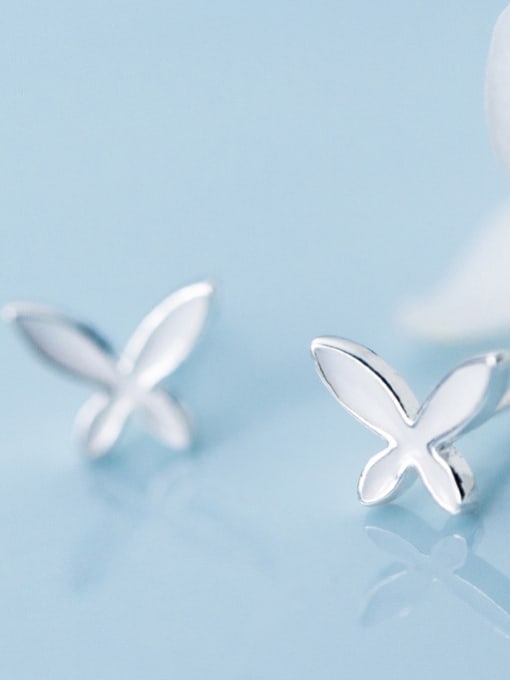 Rosh 925 Sterling Silver With Silver Plated Simplistic Butterfly Stud Earrings 2