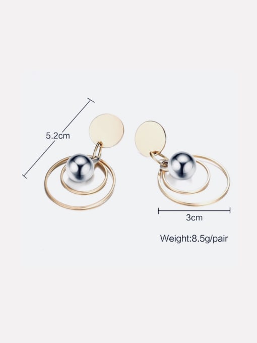 LI MUMU New stainless steel vacuum plated gold double ring hollow bead earrings 1