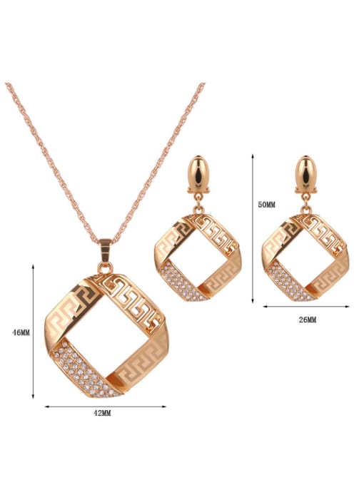 BESTIE 2018 Alloy Imitation-gold Plated Fashion Hollow Square Two Pieces Jewelry Set 3