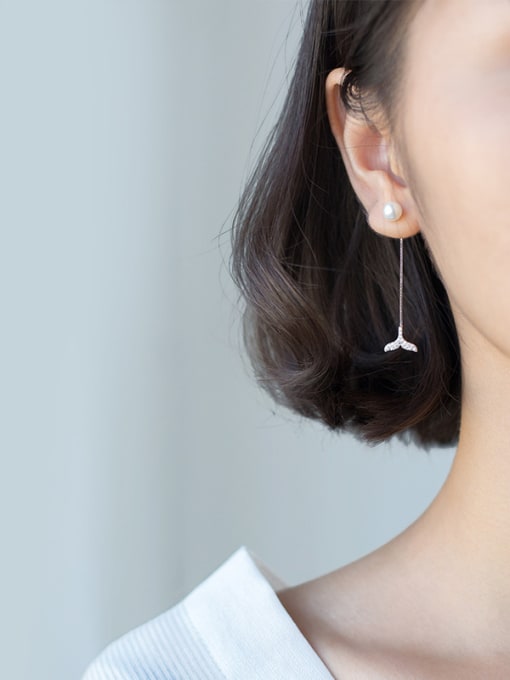 Rosh Sterling silver dreamy tail artificial pearl earrings 1