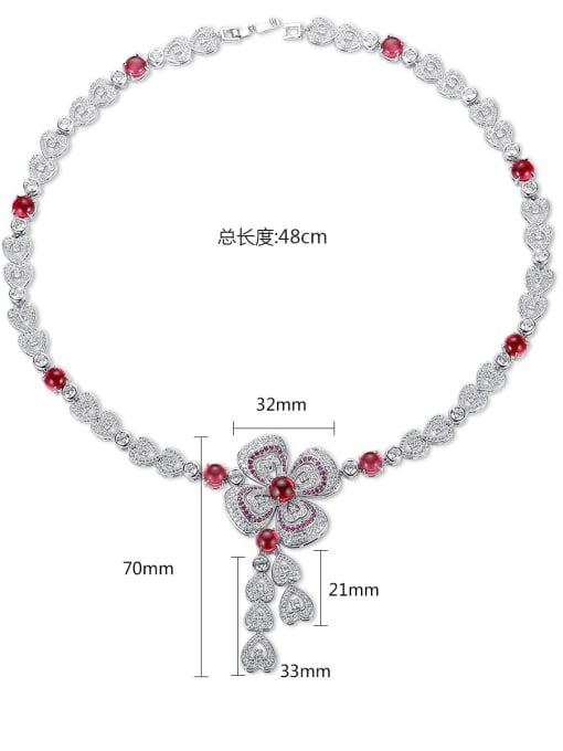 BLING SU Copper With White Gold Plated Classic Flower Necklaces 4