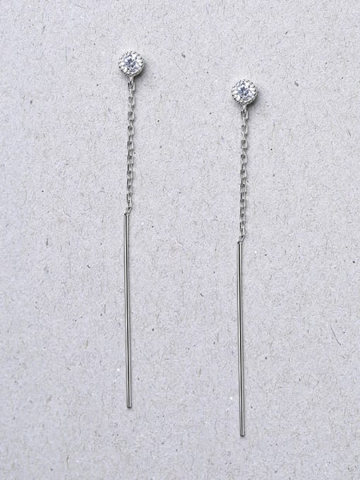One Silver Elegant Geometric Shaped Stud threader earring 0