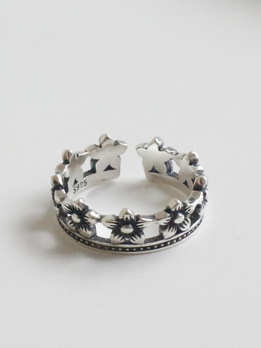 DAKA Retro style Little Flowers Silver Opening Ring