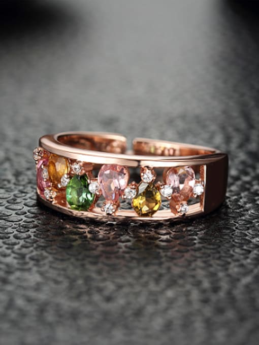 Deli Rose Gold Plated Multi-color Gemstones Multistone ring 1