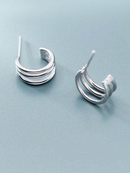 Rosh 925 Sterling Silver With Platinum Plated Simplistic Irregular Stud Earrings