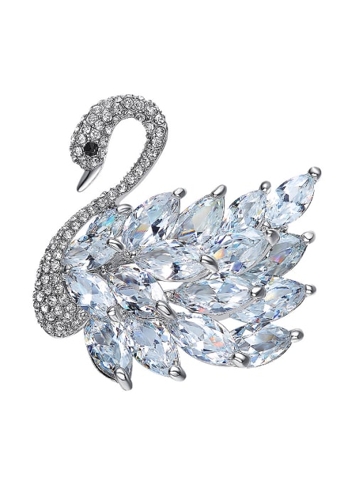 CEIDAI Fashion Elegant Marquise Crystals Swan Brooch 0