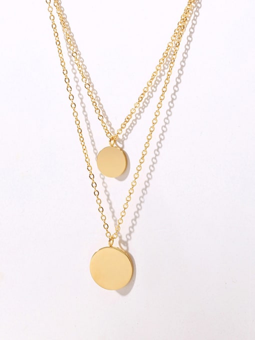 CONG Stainless Steel With Gold Plated Simplistic Round Necklaces 3