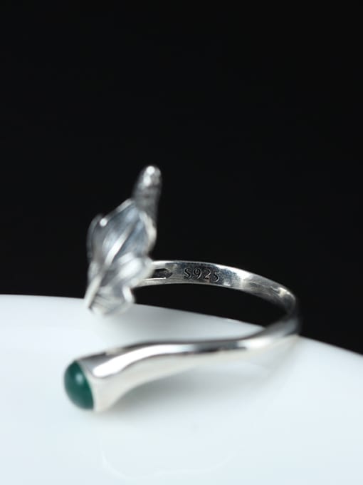 SILVER MI Classical Feather-shape Opening Statement Ring 2