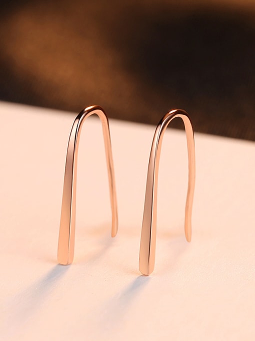 CCUI 925 Sterling Silver With Rose Gold Plated Simplistic Line Hook Earrings 2