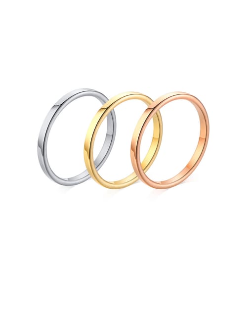 CONG Stainless Steel With Smooth Simplistic Round Band Rings 0