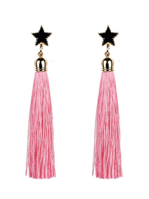 Pink Temperament Star Shaped Tassels Stud Earrings