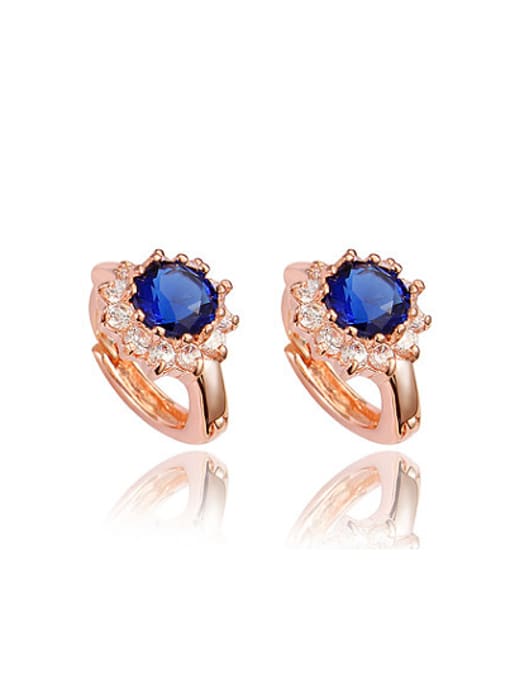 SANTIAGO High Quality 18K Rose Gold Flower Shaped Zircon Earrings 0