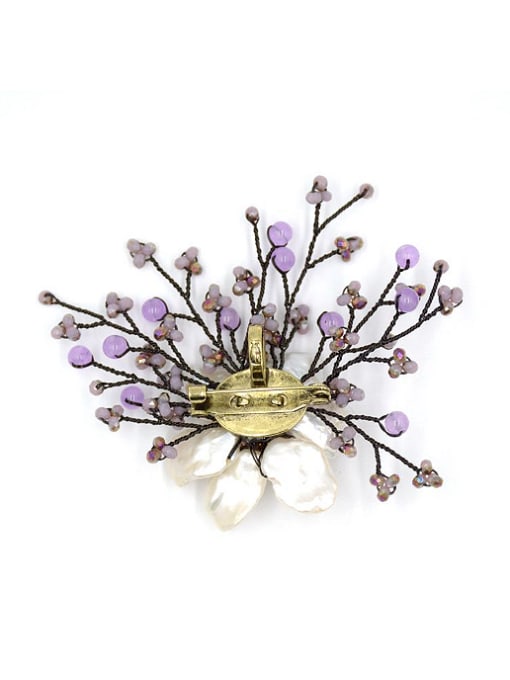 Tess Elegant Gemstone Shell Flower Women Brooch 1