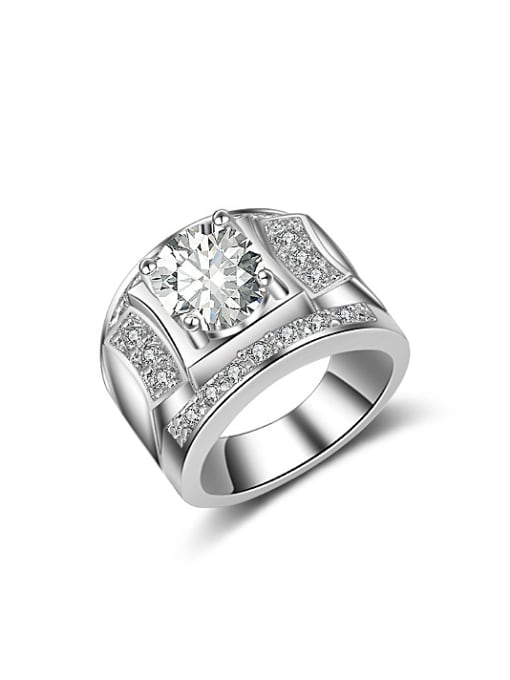 KENYON Exaggerated White AAA Zirconias Platinum Plated Copper Ring