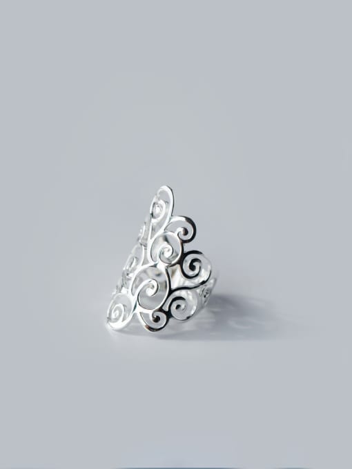 Rosh S925 Silver Retro Exaggeration Hollowing Opening Statement Ring