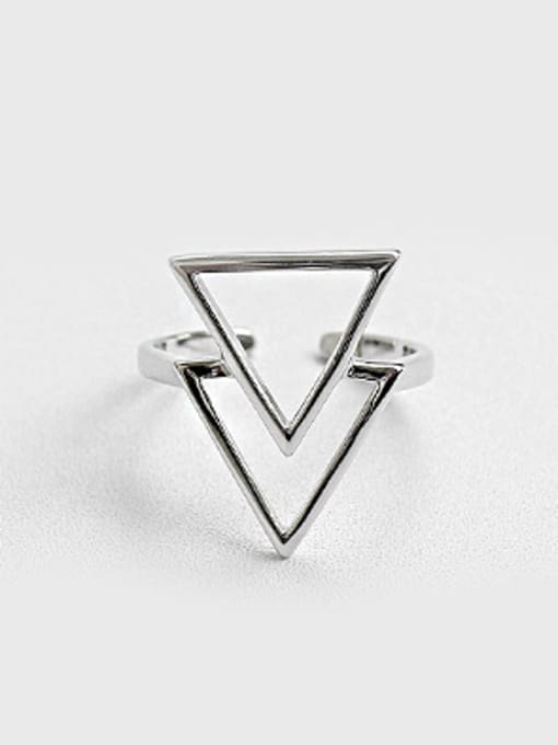DAKA Simple Double Hollow Triangle Silver Opening Ring 0