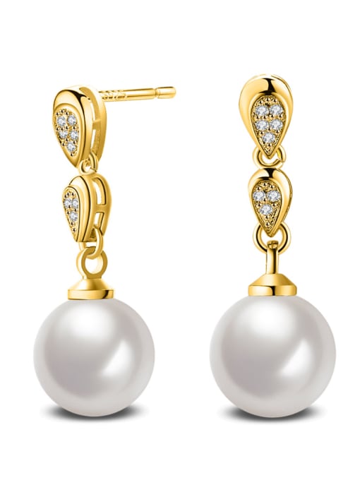 White Pearl Ear Nail Fashion Shell Pearls Zircons Drop Earrings