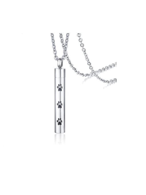 CONG Stainless Steel With Platinum Plated Simplistic  Cylinder  Paw Print  Necklaces 0