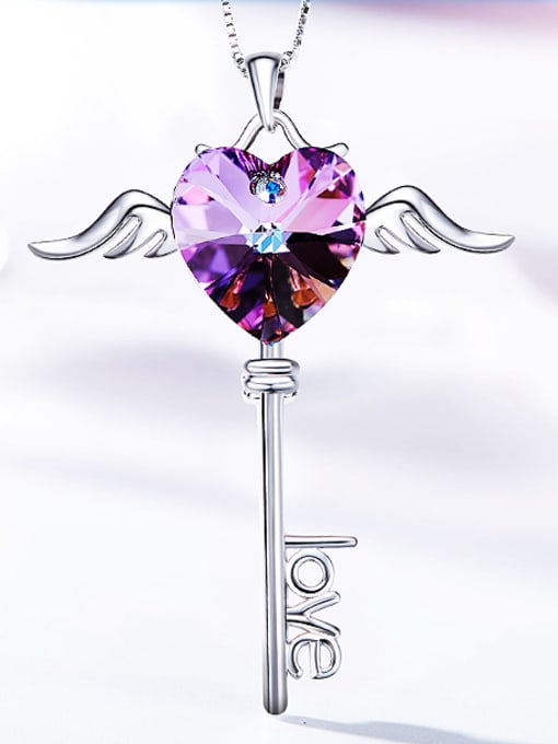 Purple 2018 S925 Silver Heart-shaped Pendant