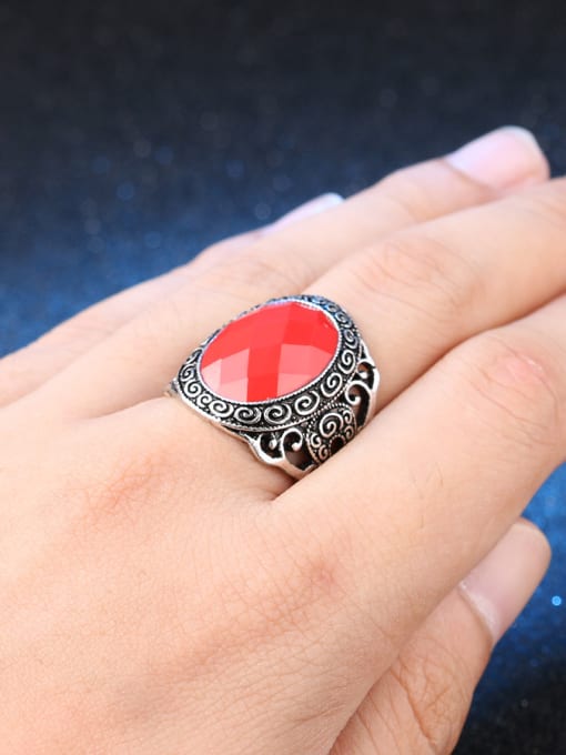 Gujin Retro style Hollow Resin Stone Alloy Ring 1