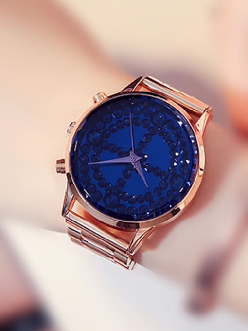 Blue GUOU Brand Fashion Rhinestones Mechanical Watch
