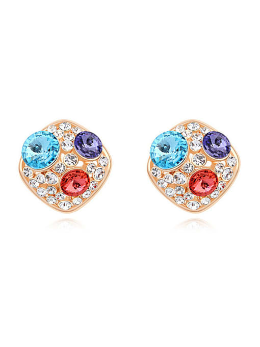 QIANZI Fashion Cubic austrian Crystals Champagne Gold Plated Stud Earrings