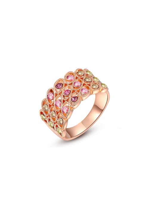 Ronaldo Women Colorful Rose Gold Plated Crystal Ring 0