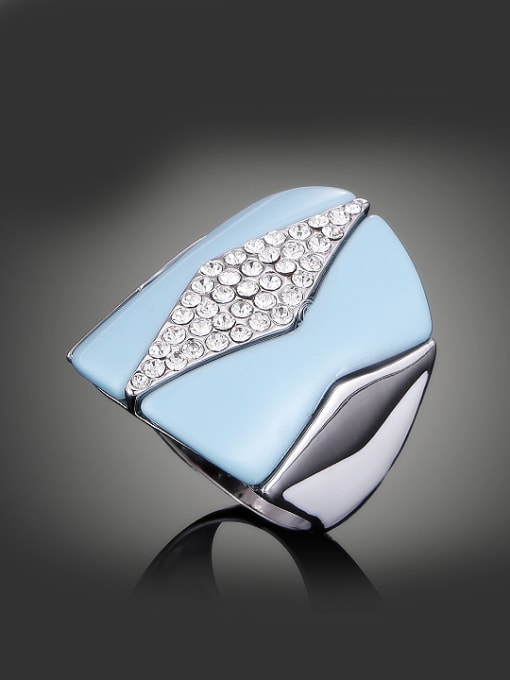 Wei Jia Exaggerated Blue Acrylic Tiny Rhinestones Alloy Ring 2